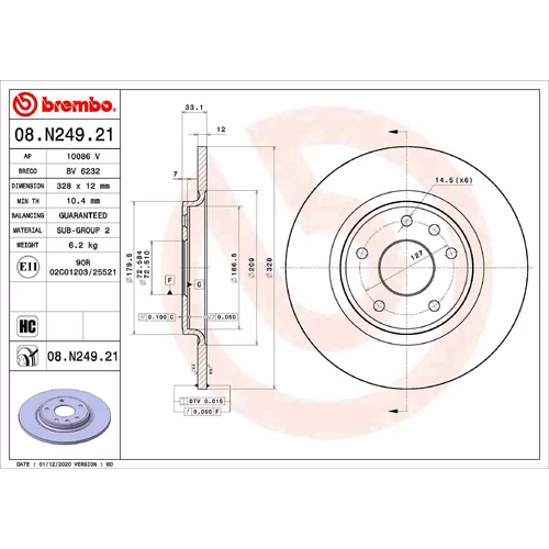 Brzdový kotúč BREMBO 08.N249.21