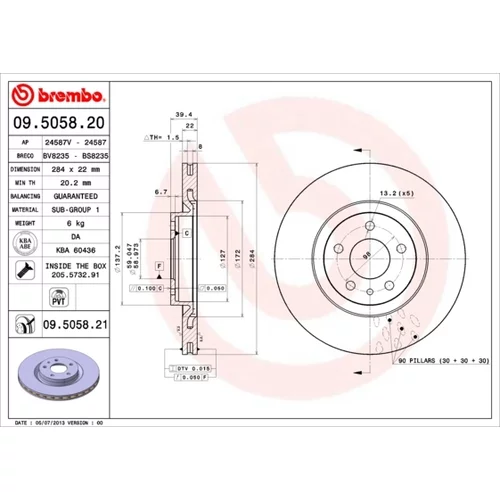 Brzdový kotúč BREMBO 09.5058.20