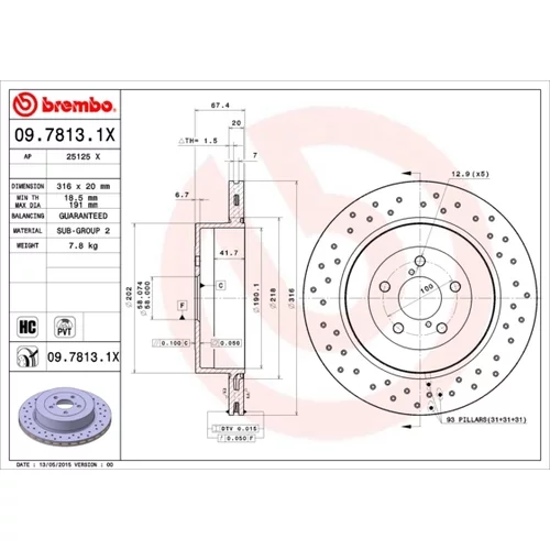 Brzdový kotúč BREMBO 09.7813.1X