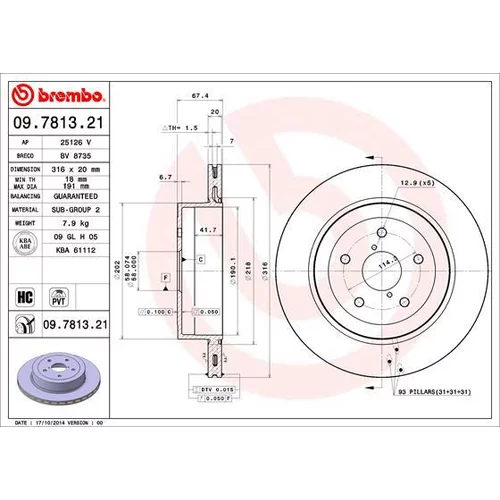 Brzdový kotúč BREMBO 09.7813.21