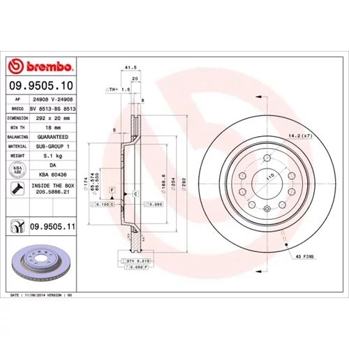 Brzdový kotúč 09.9505.11 /BREMBO/