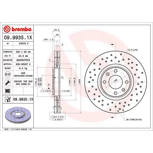 Brzdový kotúč BREMBO 09.9935.1X