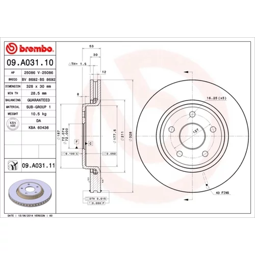 Brzdový kotúč BREMBO 09.A031.11