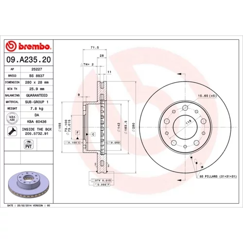 Brzdový kotúč BREMBO 09.A235.20