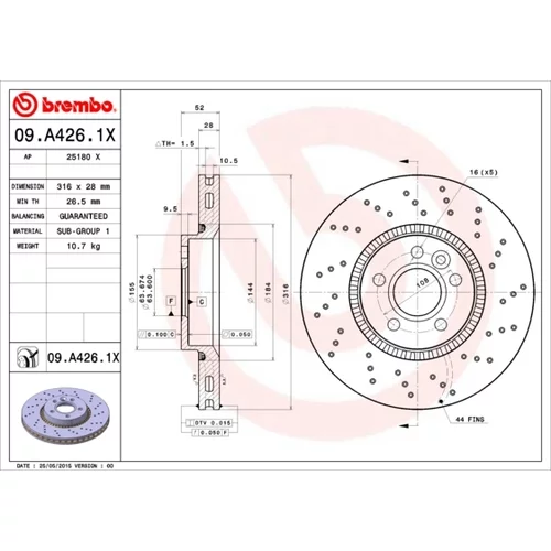 Brzdový kotúč BREMBO 09.A426.1X