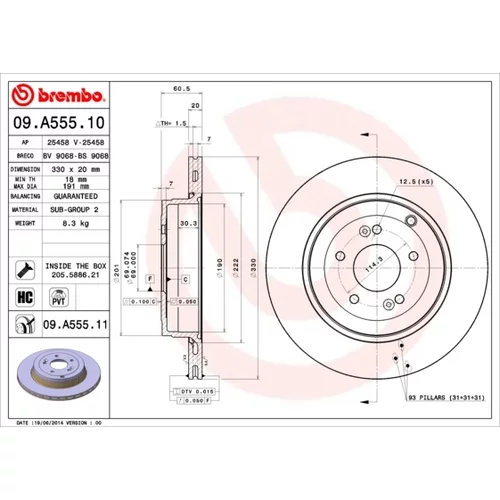 Brzdový kotúč BREMBO 09.A555.11