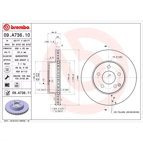 Brzdový kotúč BREMBO 09.A736.11