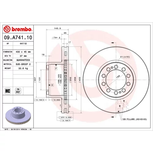 Brzdový kotúč BREMBO 09.A741.10