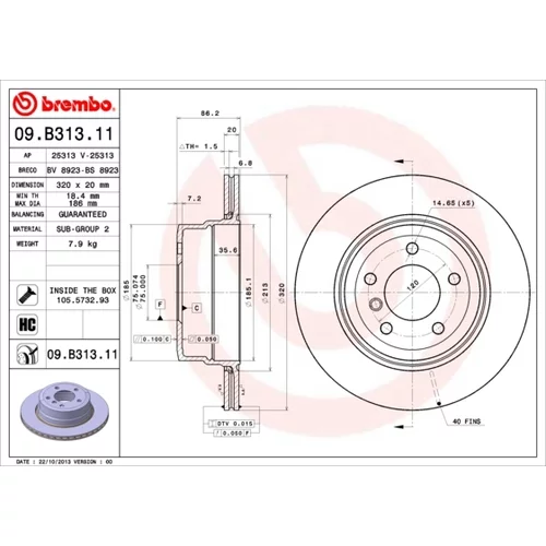 Brzdový kotúč BREMBO 09.B313.11