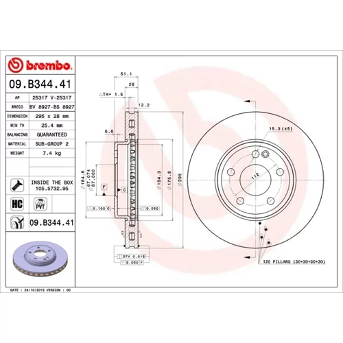 Brzdový kotúč BREMBO 09.B344.41