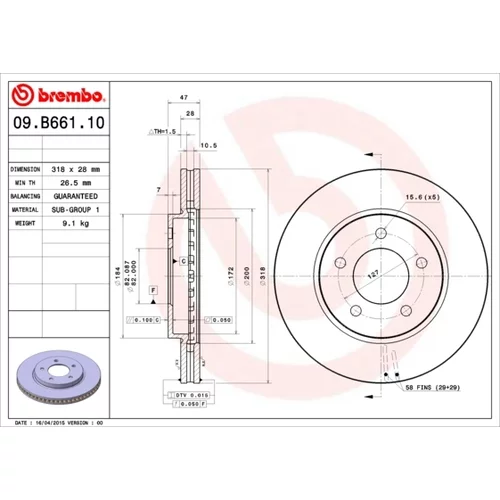 Brzdový kotúč BREMBO 09.B661.10