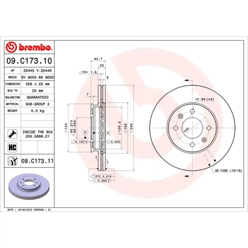 Brzdový kotúč BREMBO 09.C173.11