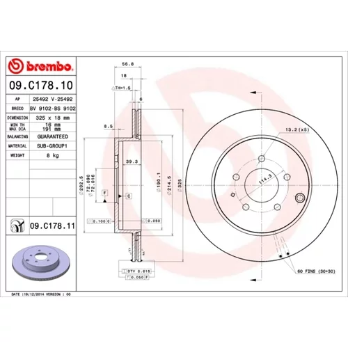 Brzdový kotúč BREMBO 09.C178.11