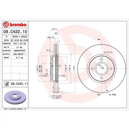 Brzdový kotúč BREMBO 09.C422.11