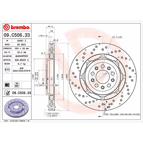 Brzdový kotúč BREMBO 09.C506.33