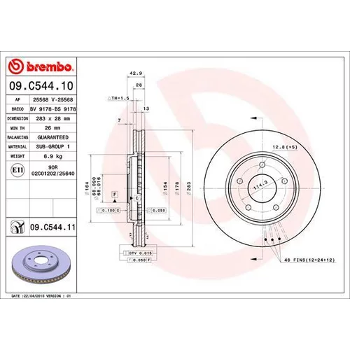 Brzdový kotúč BREMBO 09.C544.11