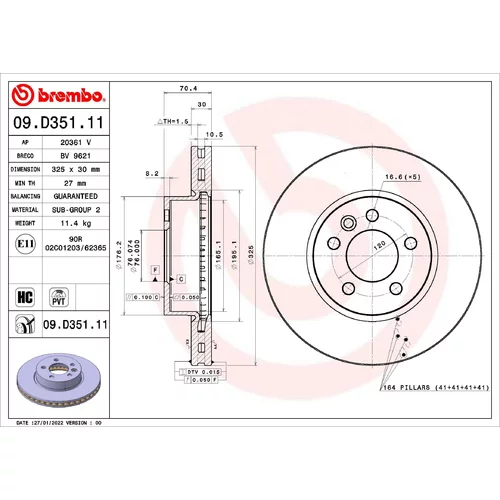 Brzdový kotúč BREMBO 09.D351.11