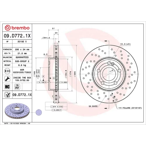 Brzdový kotúč BREMBO 09.D772.1X