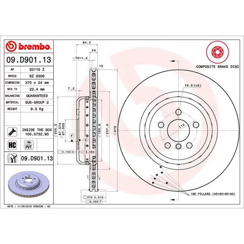 Brzdový kotúč 09.D901.13 /BREMBO/