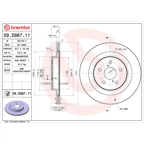 Brzdový kotúč BREMBO 09.D987.11