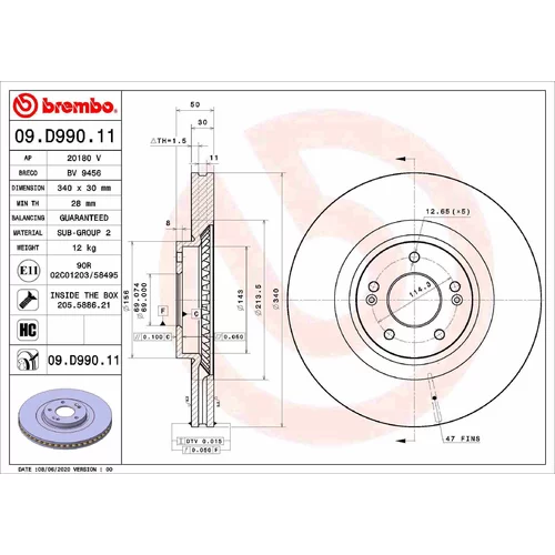 Brzdový kotúč BREMBO 09.D990.11