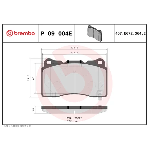 Sada brzdových platničiek kotúčovej brzdy BREMBO P 09 004E