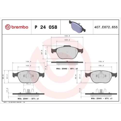 Sada brzdových platničiek kotúčovej brzdy BREMBO P 24 058