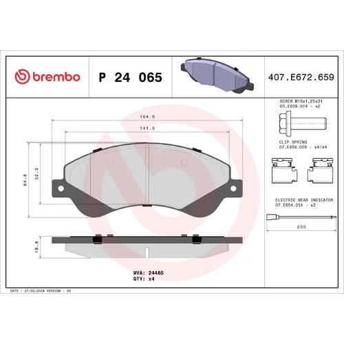 Sada brzdových platničiek kotúčovej brzdy BREMBO P 24 065