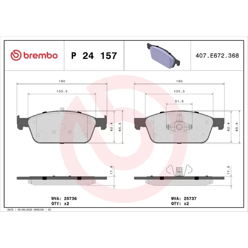 Sada brzdových platničiek kotúčovej brzdy BREMBO P 24 157