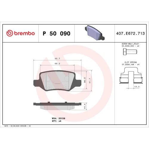 Sada brzdových platničiek kotúčovej brzdy BREMBO P 50 090