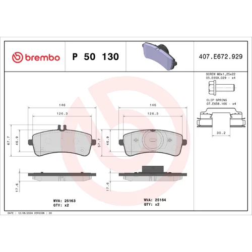 Sada brzdových platničiek kotúčovej brzdy BREMBO P 50 130