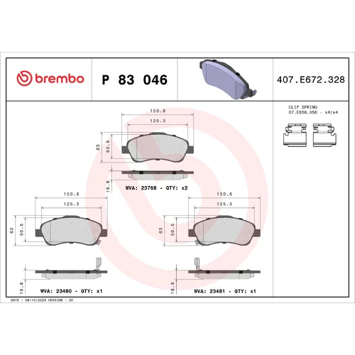 Sada brzdových platničiek kotúčovej brzdy BREMBO P 83 046