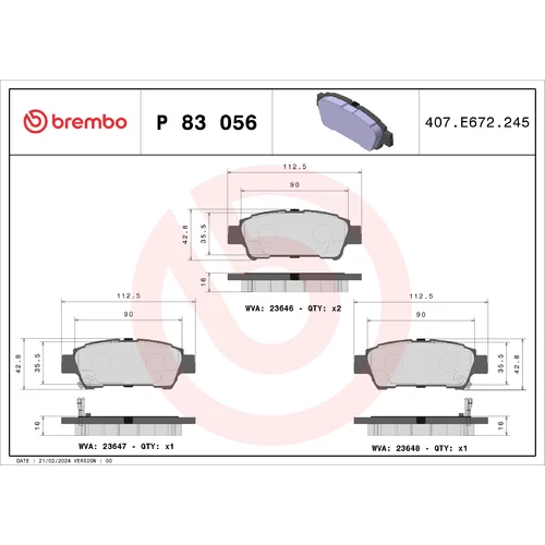 Sada brzdových platničiek kotúčovej brzdy BREMBO P 83 056