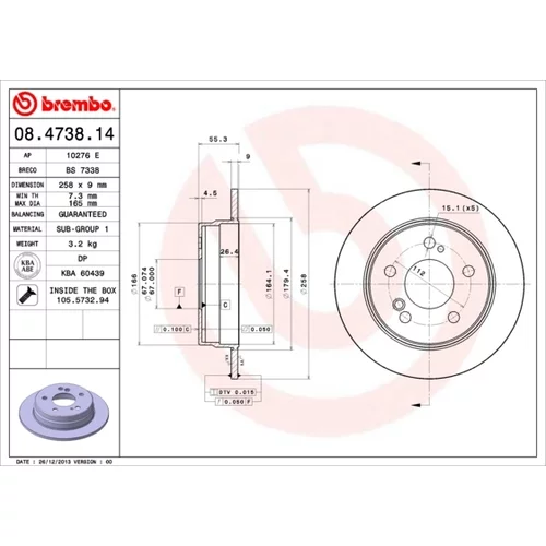 Brzdový kotúč BREMBO 08.4738.14