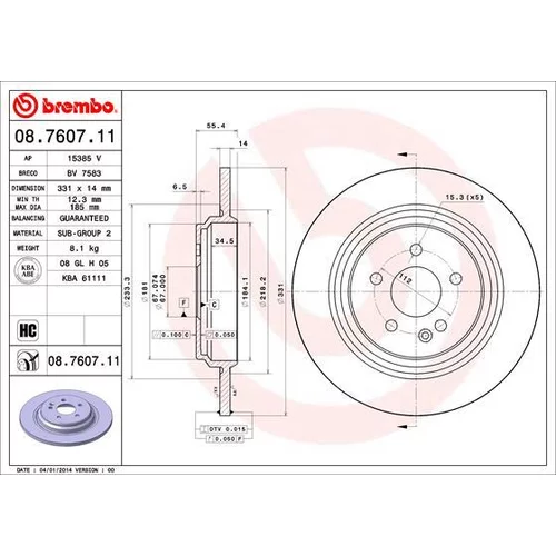 Brzdový kotúč BREMBO 08.7607.11