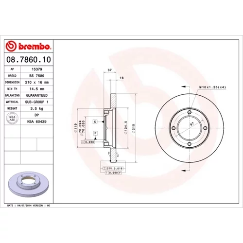 Brzdový kotúč BREMBO 08.7860.10