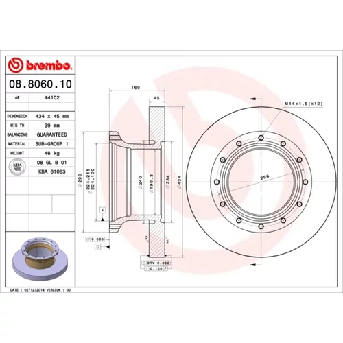 Brzdový kotúč BREMBO 08.8060.10