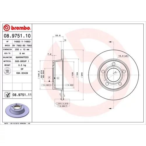 Brzdový kotúč 08.9751.11 /BREMBO/