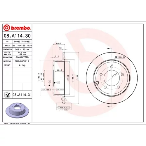 Brzdový kotúč BREMBO 08.A114.31