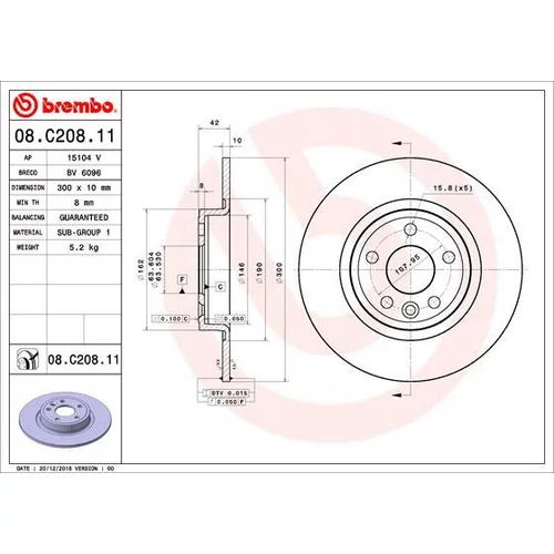 Brzdový kotúč 08.C208.11 /BREMBO/