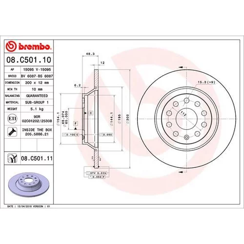 Brzdový kotúč BREMBO 08.C501.11