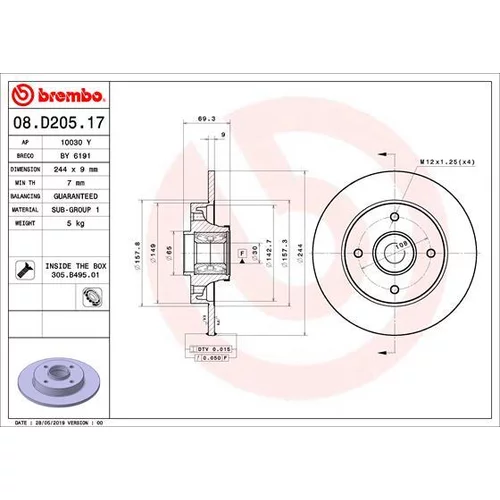 Brzdový kotúč BREMBO 08.D205.17