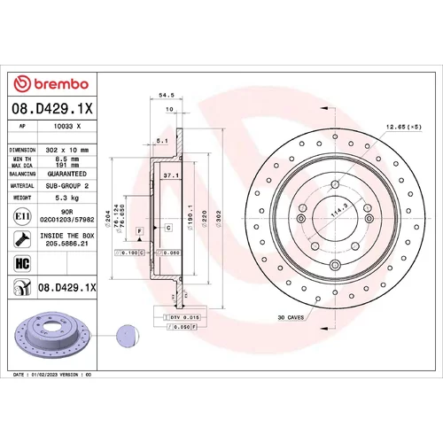 Brzdový kotúč BREMBO 08.D429.1X