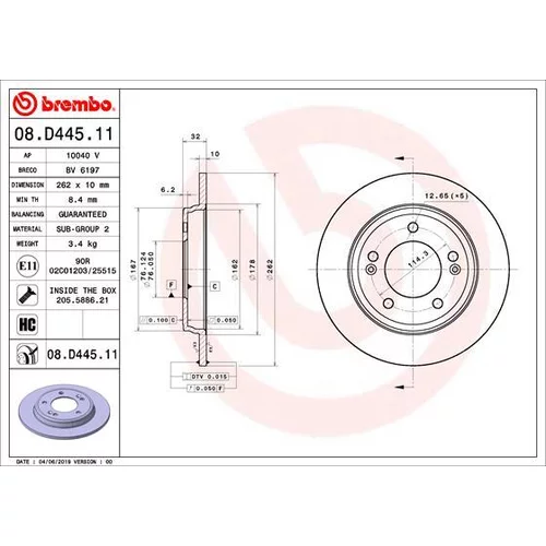 Brzdový kotúč BREMBO 08.D445.11