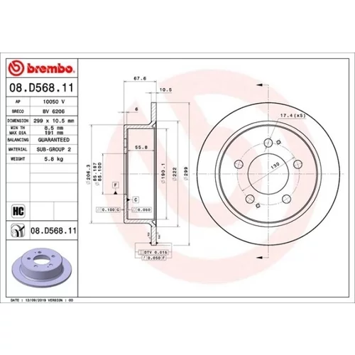 Brzdový kotúč BREMBO 08.D568.11