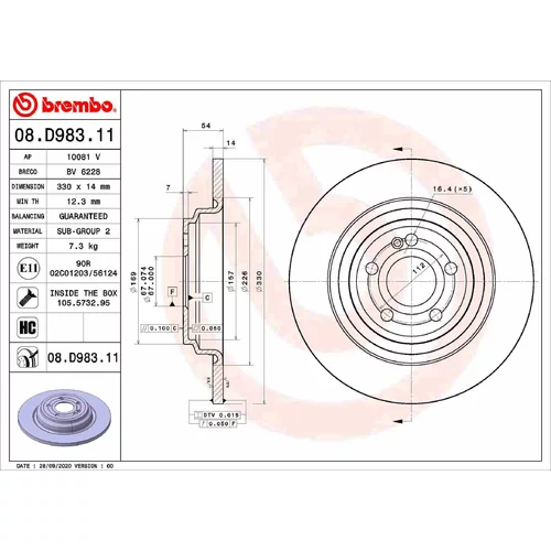 Brzdový kotúč BREMBO 08.D983.11