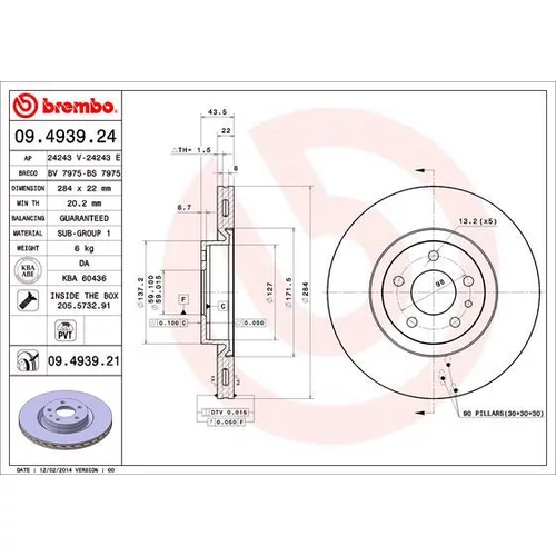 Brzdový kotúč BREMBO 09.4939.21