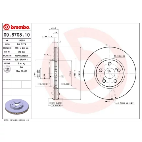 Brzdový kotúč BREMBO 09.6708.10