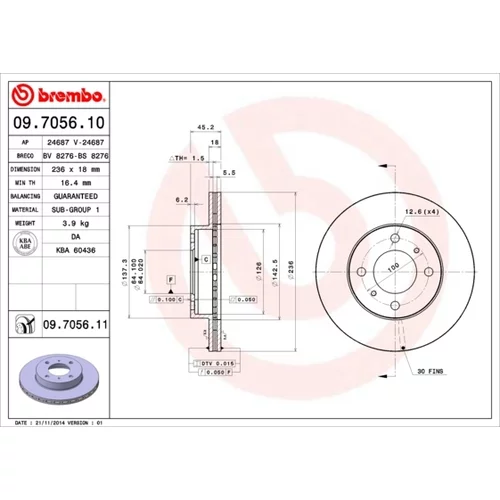 Brzdový kotúč BREMBO 09.7056.11