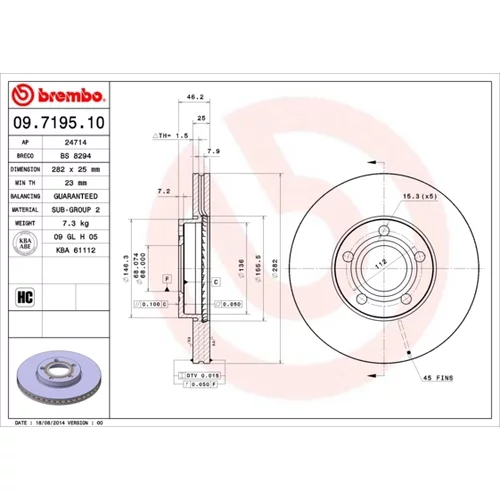 Brzdový kotúč BREMBO 09.7195.10